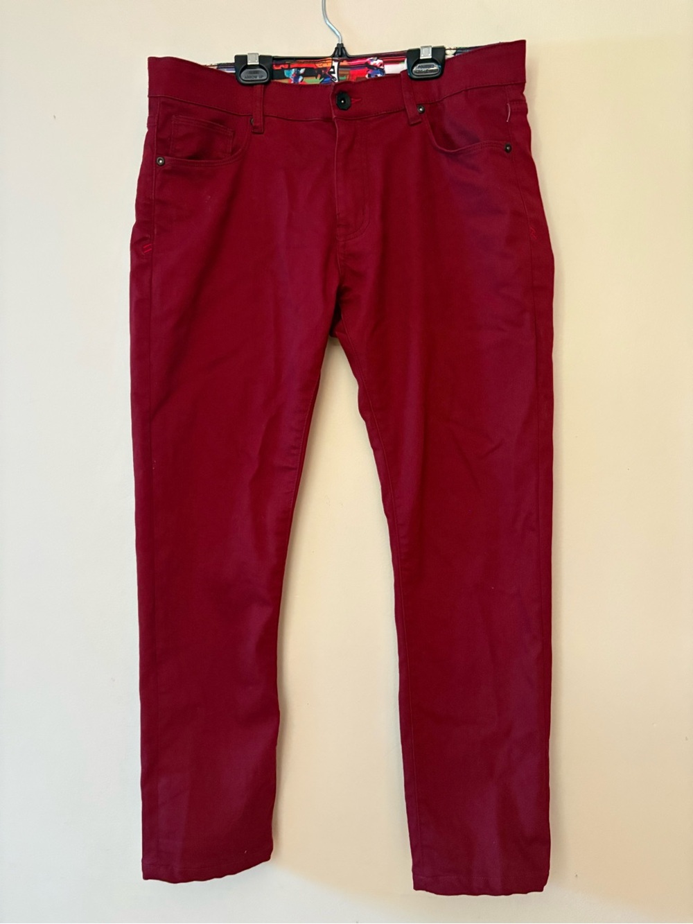 Au Noir Premium Stretch,Johnny Fit, straight, Burgundy Red jeans Men’s Sz 33x34.